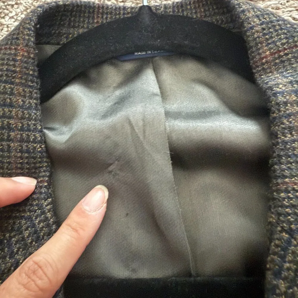 Brooks Brothers 346 Cashmere Wool Blend plaid blazer sz 46 Regular